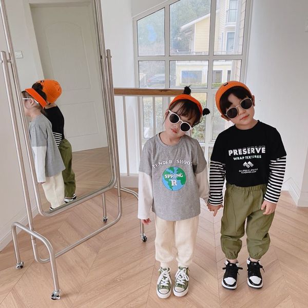 wear boys' long sleeve spring fake two pieces of fashion brand t-shirt children's 2021 new girls' base shirt, Black;white
wear boys' long sleeve spring fake two pieces of fashion brand t-shirt children's 2021 new girls' base shirt, Black;white