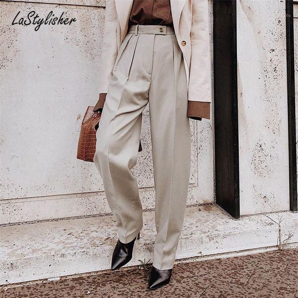 lastylisher 2021 high waist pants elegant straight vintage pleated office women spring autumn ladies long trousers clothes women's & ca, Black;white
lastylisher 2021 high waist pants elegant straight vintage pleated office women spring autumn ladies long trousers clothes women's & ca, Black;white