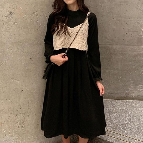 casual dresses women 2021spring elegant black beige chiffon long sleeve pleated + tweed vest two pieces sets vestido, Black;gray
casual dresses women 2021spring elegant black beige chiffon long sleeve pleated + tweed vest two pieces sets vestido, Black;gray