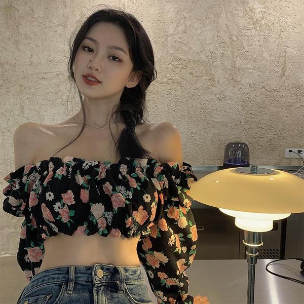 women's blouses & shirts korean style women floral print chiffon shirt 2021 summer sweet slash neck puff sleeve super-short fairy two, White
women's blouses & shirts korean style women floral print chiffon shirt 2021 summer sweet slash neck puff sleeve super-short fairy two, White