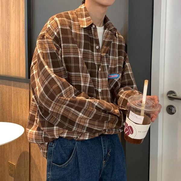 fashion long sleeve shirt men 2021 spring versatile plaid loose fashion personality couple chinese clothing cs078, White;black
fashion long sleeve shirt men 2021 spring versatile plaid loose fashion personality couple chinese clothing cs078, White;black