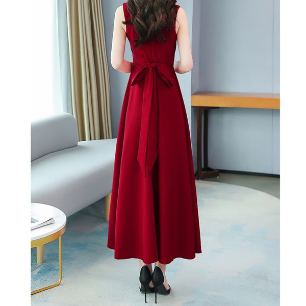 v neck chiffon party dress women burgundy lapel sleeveless sash waist a-line dress elegant evening vestidos, Black;red
v neck chiffon party dress women burgundy lapel sleeveless sash waist a-line dress elegant evening vestidos, Black;red