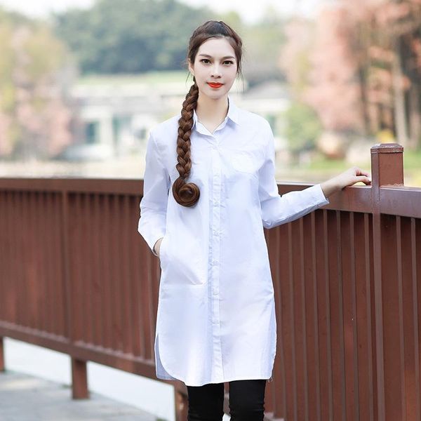 women's blouses & shirts long shirt women 2021 autumn sleeve turn down collar with pocket female basic large plus size blousedress whi, White
women's blouses & shirts long shirt women 2021 autumn sleeve turn down collar with pocket female basic large plus size blousedress whi, White