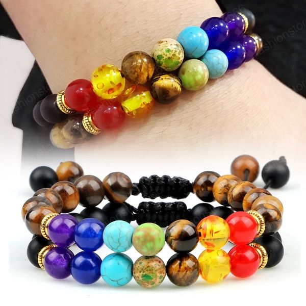 2pcs 7 chakra beaded bracelet men tiger eye natural lava rock stone reiki bracelets buddha healing balance wome jewelry, Black
2pcs 7 chakra beaded bracelet men tiger eye natural lava rock stone reiki bracelets buddha healing balance wome jewelry, Black