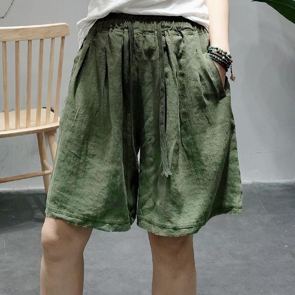women's shorts summer women retro loose casual ladies 2021 elastic waist drawstring pocket mori girl linen, White;black
women's shorts summer women retro loose casual ladies 2021 elastic waist drawstring pocket mori girl linen, White;black