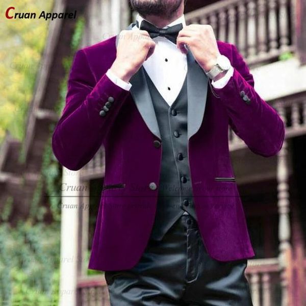 men's suits & blazers 2022 purple velvet male 3 pieces tailor-made slim fit man groom prom wedding tuxedo shawl lapel blazer pants set, White;black
men's suits & blazers 2022 purple velvet male 3 pieces tailor-made slim fit man groom prom wedding tuxedo shawl lapel blazer pants set, White;black