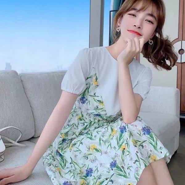 floral dress summer women's chiffon small temperament loose age reducing skirt, Black;gray
floral dress summer women's chiffon small temperament loose age reducing skirt, Black;gray