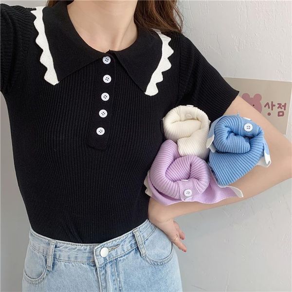 women's t-shirt 2021 summer women casual short sleeve collar thin knitted pullover sweater tees fashion ladies slim t shirts, White
women's t-shirt 2021 summer women casual short sleeve collar thin knitted pullover sweater tees fashion ladies slim t shirts, White