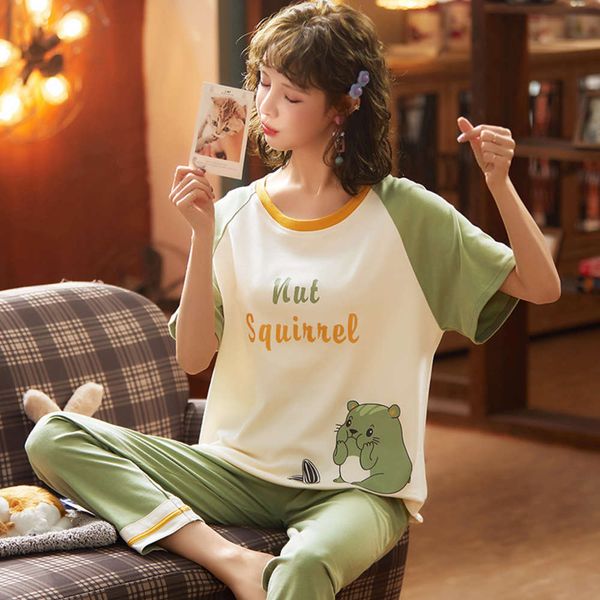 pajamas female summer short sleeve thin pure cotton spring and autumn winter two piece suit lovely princess style fresh home clothes loose, Black;red
pajamas female summer short sleeve thin pure cotton spring and autumn winter two piece suit lovely princess style fresh home clothes loose, Black;red
