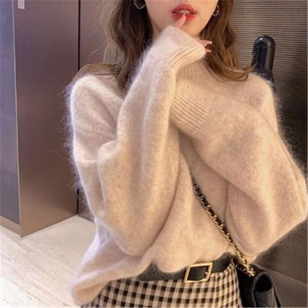 women's sweaters cashmere sweater women winter wool mohair velvet fleece soft casual thick pullover warm loose 2021 korean fashion, White;black
women's sweaters cashmere sweater women winter wool mohair velvet fleece soft casual thick pullover warm loose 2021 korean fashion, White;black