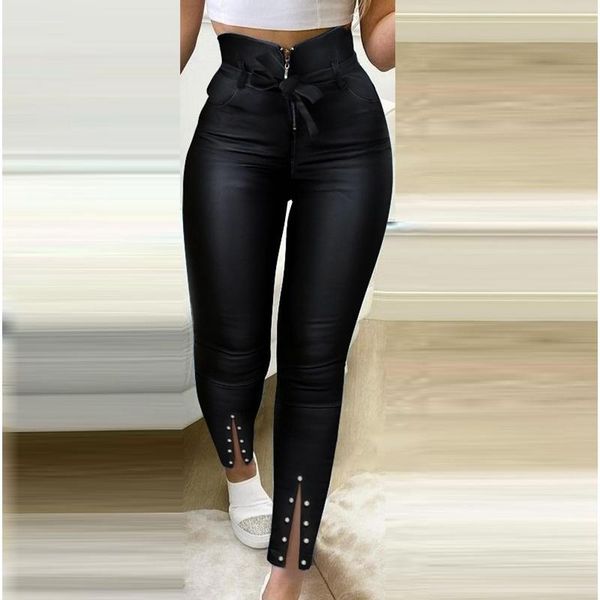 women's pants & capris wepbel skinny pencil clubwear pu women high waist beaded leather summer solid color trousers, Black;white
women's pants & capris wepbel skinny pencil clubwear pu women high waist beaded leather summer solid color trousers, Black;white