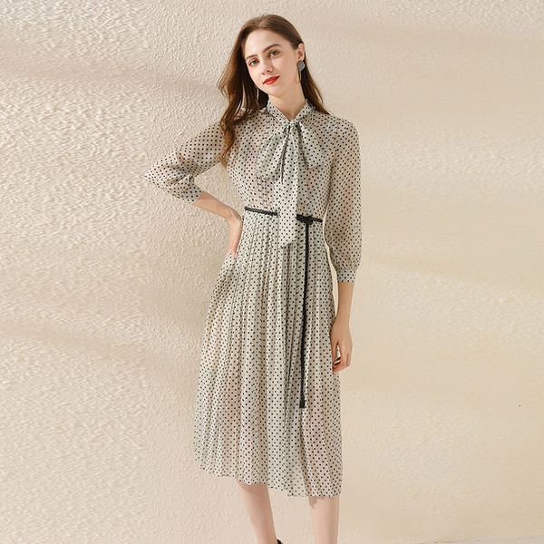 long dress new women's lapel ribbons fashion belts slim polka dot printing vintage elegant chic chiffon dresses 75z2, Black;gray
long dress new women's lapel ribbons fashion belts slim polka dot printing vintage elegant chic chiffon dresses 75z2, Black;gray