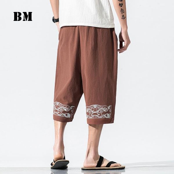men's pants 2021 summer chinese style linens loose cropped trousers japanese harajuku plus size embroidery casual men clothing, Black
men's pants 2021 summer chinese style linens loose cropped trousers japanese harajuku plus size embroidery casual men clothing, Black