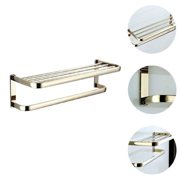 hooks & rails 1pc bathroom brass towel shelf multifunctional rack (golden) 
hooks & rails 1pc bathroom brass towel shelf multifunctional rack (golden)