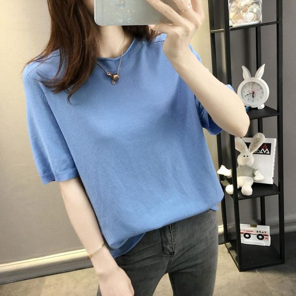 women's t-shirt 2021 summer ice silk round neck curling female vest half-sleeved shirt korean fashion short-sleeved loose, White
women's t-shirt 2021 summer ice silk round neck curling female vest half-sleeved shirt korean fashion short-sleeved loose, White