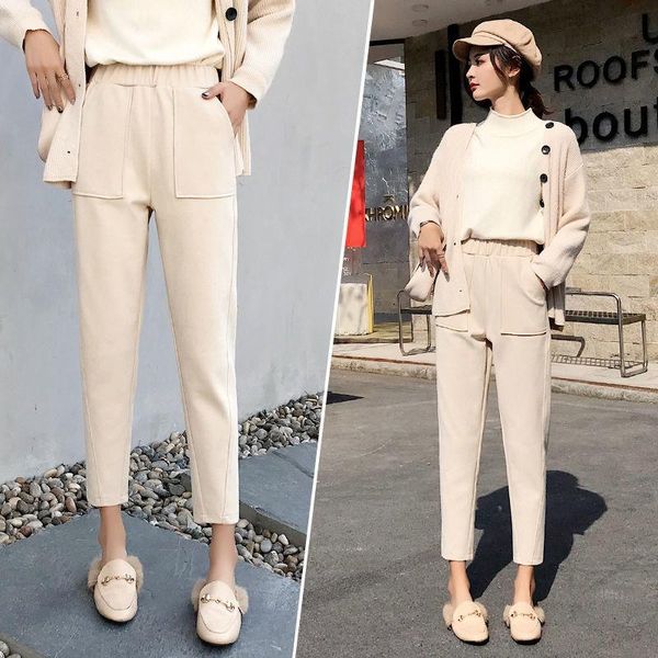 women's pants & capris women 2021 autumn winter fashion solid wool female casual slim warm pantalones mujer pantalon femme harem trouse, Black;white
women's pants & capris women 2021 autumn winter fashion solid wool female casual slim warm pantalones mujer pantalon femme harem trouse, Black;white