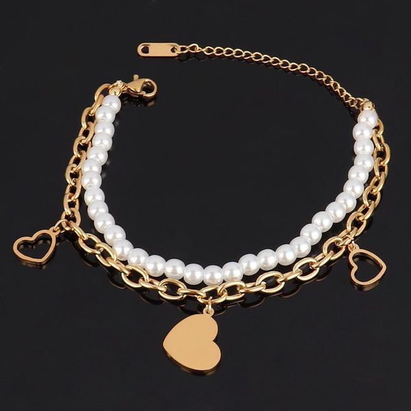 link, chain punk thick bracelet stainless steel for women multilayer heart pendant charm jewelry, Black
link, chain punk thick bracelet stainless steel for women multilayer heart pendant charm jewelry, Black