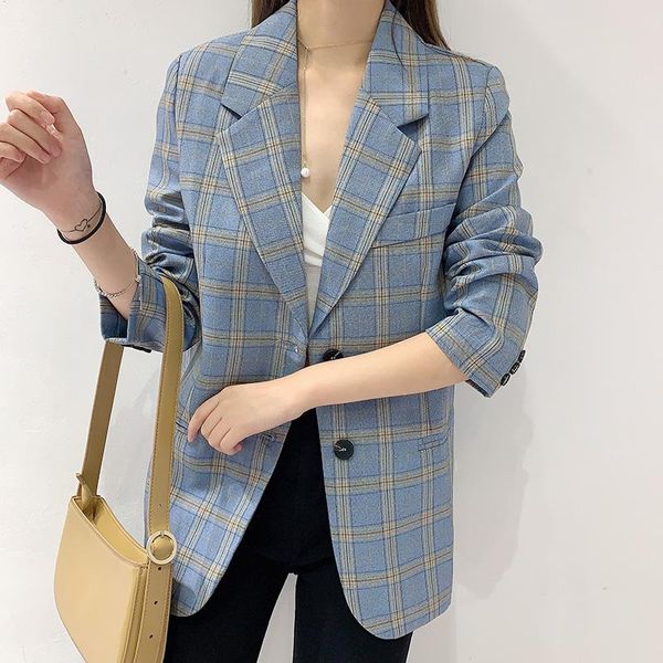 women's suits & blazers office plaid jacket autumn and winter slim single-breasted ladies coat fashion top, White;black
women's suits & blazers office plaid jacket autumn and winter slim single-breasted ladies coat fashion top, White;black