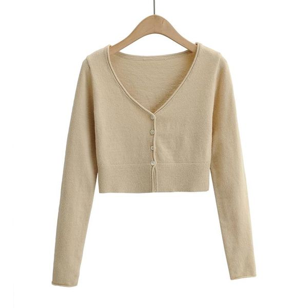 women's knits & tees 2021 spring european and american fashion slim ultra short v-neck sweater solid color long-sleeved cardigan, White
women's knits & tees 2021 spring european and american fashion slim ultra short v-neck sweater solid color long-sleeved cardigan, White