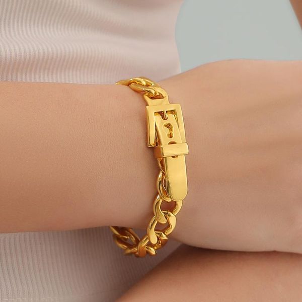 link, chain fashion creative thick strap buckle bracelet ins hip-hop punk retro style men and women holiday party jewelry, Black
link, chain fashion creative thick strap buckle bracelet ins hip-hop punk retro style men and women holiday party jewelry, Black