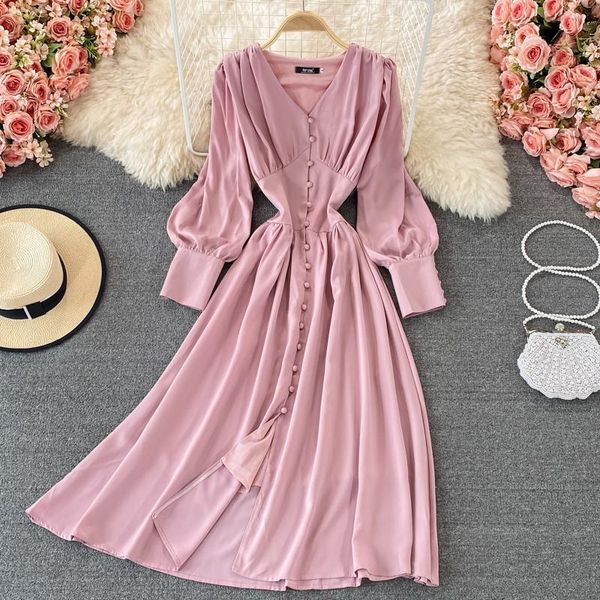 casual dresses vintage pink/white single breasted long dress women summer elegant v-neck lantern sleeve high waist party vestidos spring aut, Black;gray
casual dresses vintage pink/white single breasted long dress women summer elegant v-neck lantern sleeve high waist party vestidos spring aut, Black;gray