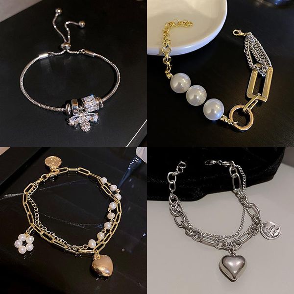 charm bracelets hip hop double layered linked chain heart women silver color metal beads pearl bracelet street style jewelry, Golden;silver
charm bracelets hip hop double layered linked chain heart women silver color metal beads pearl bracelet street style jewelry, Golden;silver