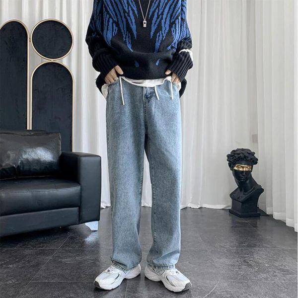 men's jeans fashion casual loose straight leg korean version of school wide pants, Blue
men's jeans fashion casual loose straight leg korean version of school wide pants, Blue