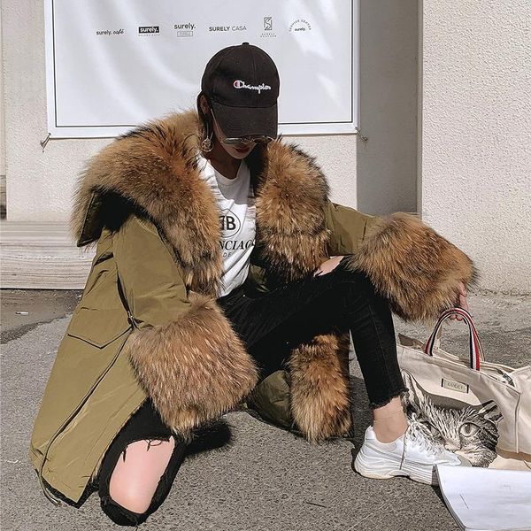 women's fur & faux winter jacket women long parka real coat natural raccoon collar heavy thick warm streetwear parkas down liner, Black
women's fur & faux winter jacket women long parka real coat natural raccoon collar heavy thick warm streetwear parkas down liner, Black