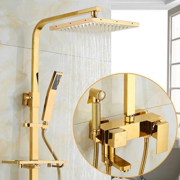 bathroom shower sets luxury gold brass faucet mixer wall mounted handheld head kit with bidet bathtub water tap
bathroom shower sets luxury gold brass faucet mixer wall mounted handheld head kit with bidet bathtub water tap