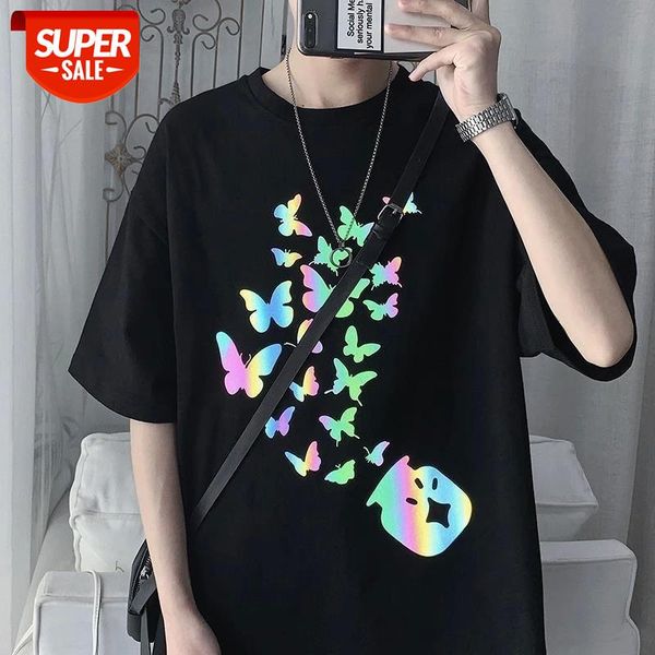 t-shirt cotton colorful butterfly reflective trend summer new men's loose korean version of hip-hop tide brand short sleeves #uv7l, White;black
t-shirt cotton colorful butterfly reflective trend summer new men's loose korean version of hip-hop tide brand short sleeves #uv7l, White;black