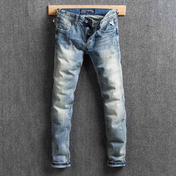 men's jeans italian vintage fashion retro light gray blue slim fit ripped for classical buttons fly designer denim pants cst9
men's jeans italian vintage fashion retro light gray blue slim fit ripped for classical buttons fly designer denim pants cst9