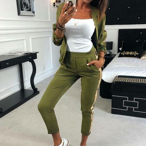 two piece dress tracksuit for women autumn fashion casual sequins stitching jacket trousers sports suit two-piece suits, White
two piece dress tracksuit for women autumn fashion casual sequins stitching jacket trousers sports suit two-piece suits, White