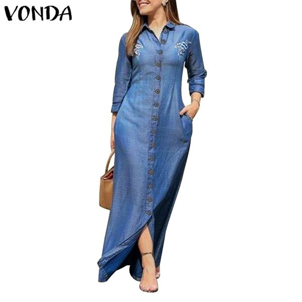 autumn maxi 2021 vonda casual button up turn-down collar dresses elegant long sundress oversized bohemian vestidos, Black;gray
autumn maxi 2021 vonda casual button up turn-down collar dresses elegant long sundress oversized bohemian vestidos, Black;gray