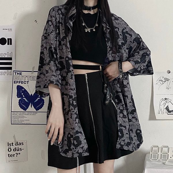 women's blouses & shirts huzhou gothic black shirt, summer shirt harajuku, short sleeve jacket hippie anime, korean fashions, women, White
women's blouses & shirts huzhou gothic black shirt, summer shirt harajuku, short sleeve jacket hippie anime, korean fashions, women, White