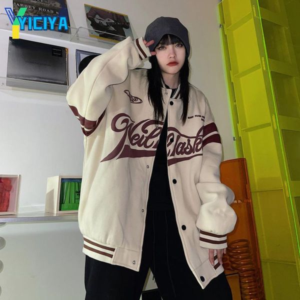 women's jackets yiciya female parkas japanese college style retro letter printing baseball uniform jacket street couple, Black;brown
women's jackets yiciya female parkas japanese college style retro letter printing baseball uniform jacket street couple, Black;brown