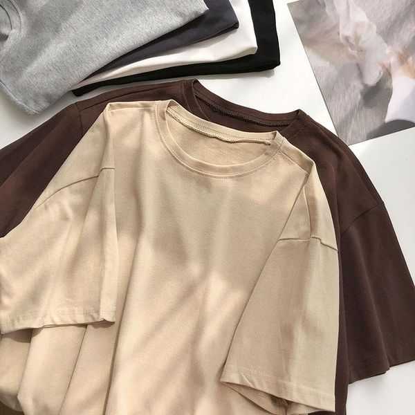 women's t-shirt summer women t-shirts solid vintage casual o-neck short sleeve ladies korean loose tshirt female, White
women's t-shirt summer women t-shirts solid vintage casual o-neck short sleeve ladies korean loose tshirt female, White