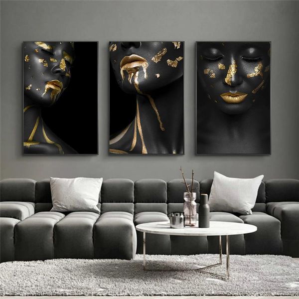 wall art figure painting canvas painting african black golden woman lips portrait poster prints pictures for living room decor
wall art figure painting canvas painting african black golden woman lips portrait poster prints pictures for living room decor