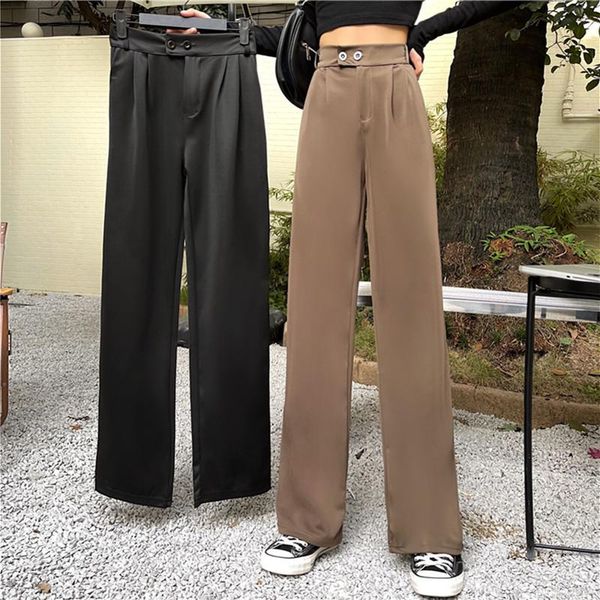 women's pants & capris women wide leg high waist buttons korean version baggy fashion retro black brown drape female suit trousers, Black;white
women's pants & capris women wide leg high waist buttons korean version baggy fashion retro black brown drape female suit trousers, Black;white