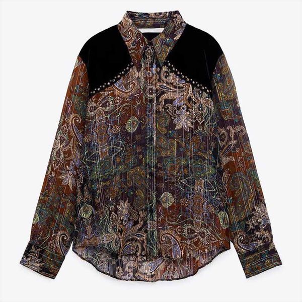 golden threads shoulder pads womens shirt spring summer vintage paisley, White
golden threads shoulder pads womens shirt spring summer vintage paisley, White