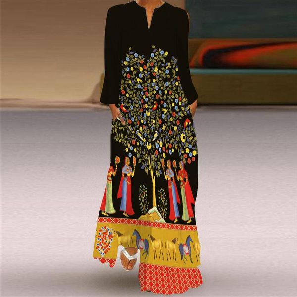 casual dresses autumn retro print 2021 women plus size long sleeve v-neck beach maxi dreeses loose flowy party dress vestido s-5xl, Black;gray
casual dresses autumn retro print 2021 women plus size long sleeve v-neck beach maxi dreeses loose flowy party dress vestido s-5xl, Black;gray