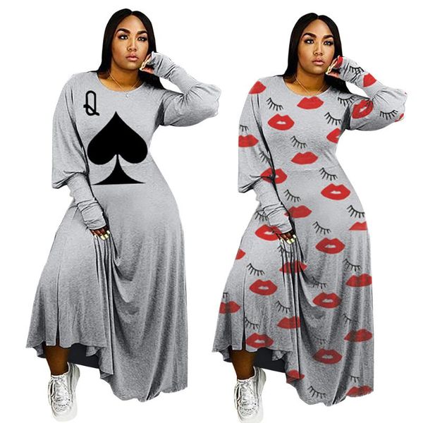 casual dresses 2021 autumn women dress style solid color poker spades q & lips print lantern sleeves loose maxi, Black;gray
casual dresses 2021 autumn women dress style solid color poker spades q & lips print lantern sleeves loose maxi, Black;gray