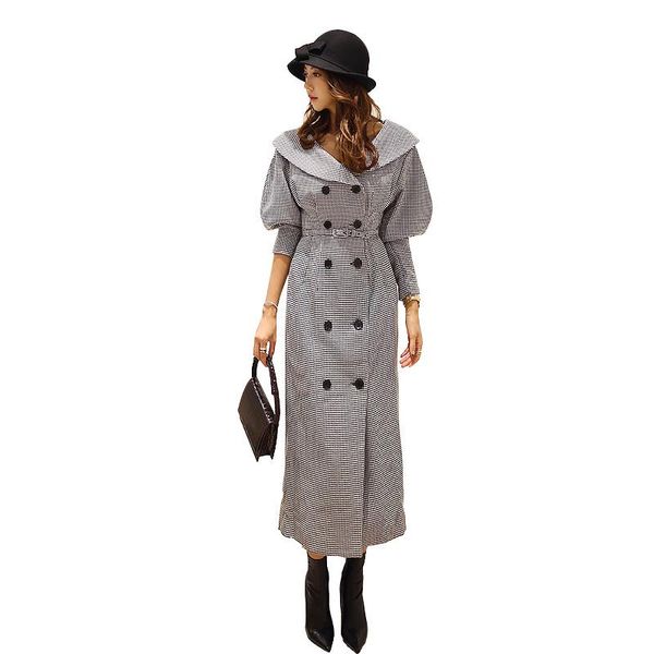 women's trench coats houndstooth women long coat 2021 fashion autumn winter tweed blends wool plaid slim double breasted overwear with, Tan;black
women's trench coats houndstooth women long coat 2021 fashion autumn winter tweed blends wool plaid slim double breasted overwear with, Tan;black