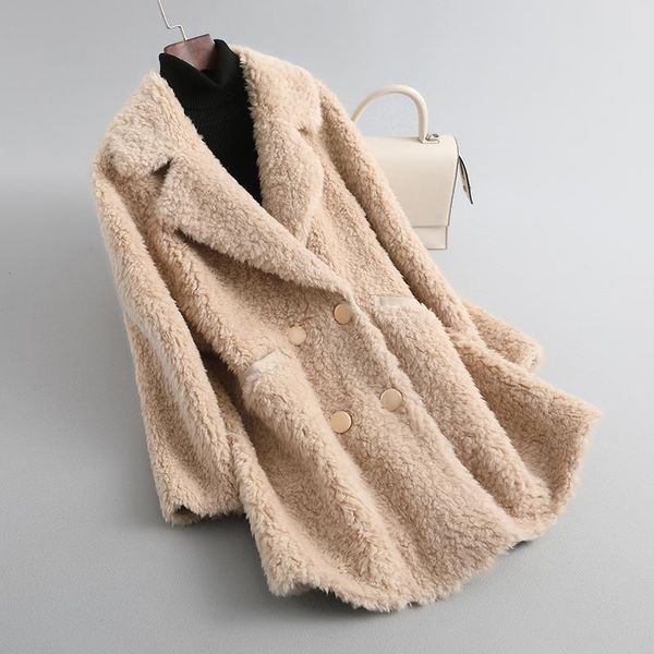 women's fur & faux women 2021 winter granular sheep shearing coats female long genuine lamb jackets ladies double breasted warm outwear, Black
women's fur & faux women 2021 winter granular sheep shearing coats female long genuine lamb jackets ladies double breasted warm outwear, Black