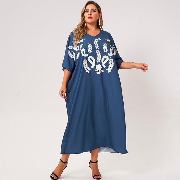 plus size dresses summer dress women 2021 blue bat half sleeve leaves floral print v-neck loose casual holiday maxi robes, Black
plus size dresses summer dress women 2021 blue bat half sleeve leaves floral print v-neck loose casual holiday maxi robes, Black
