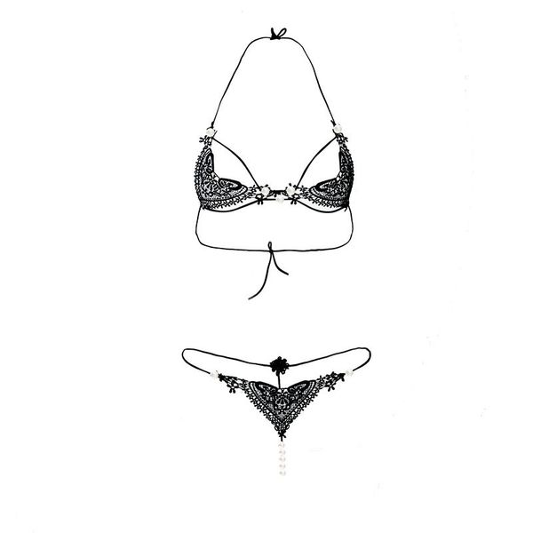 new style open-end underwear pearl hollowed out fun set three-point dew bikini, Black;white
new style open-end underwear pearl hollowed out fun set three-point dew bikini, Black;white