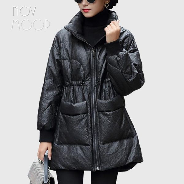 women's leather & faux novmoop genuine women down coat deep winter simple elegant style special surface chaqueta de cuero para mujer lt, Black
women's leather & faux novmoop genuine women down coat deep winter simple elegant style special surface chaqueta de cuero para mujer lt, Black