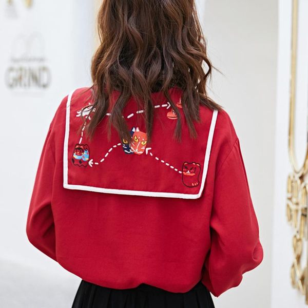 women's blouses & shirts retro women blouse embroidery long sleeve loose shirt casual female red, White
women's blouses & shirts retro women blouse embroidery long sleeve loose shirt casual female red, White