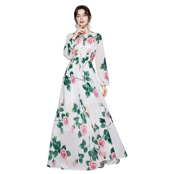 casual dresses spring runway charming rosee printing chiffon dress women long sleeve bow tie slim ankle-length femme robe, Black;gray
casual dresses spring runway charming rosee printing chiffon dress women long sleeve bow tie slim ankle-length femme robe, Black;gray