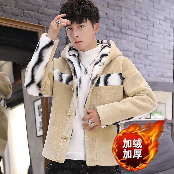 men's jackets 2022 lambswool hooded loose jacket teenagers color stitching thickened warm, Black;brown
men's jackets 2022 lambswool hooded loose jacket teenagers color stitching thickened warm, Black;brown