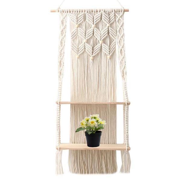 tapestries 2 layers bohemian hand-woven macrame shelf wooden shelves for wall decorative hanging ornament
tapestries 2 layers bohemian hand-woven macrame shelf wooden shelves for wall decorative hanging ornament
